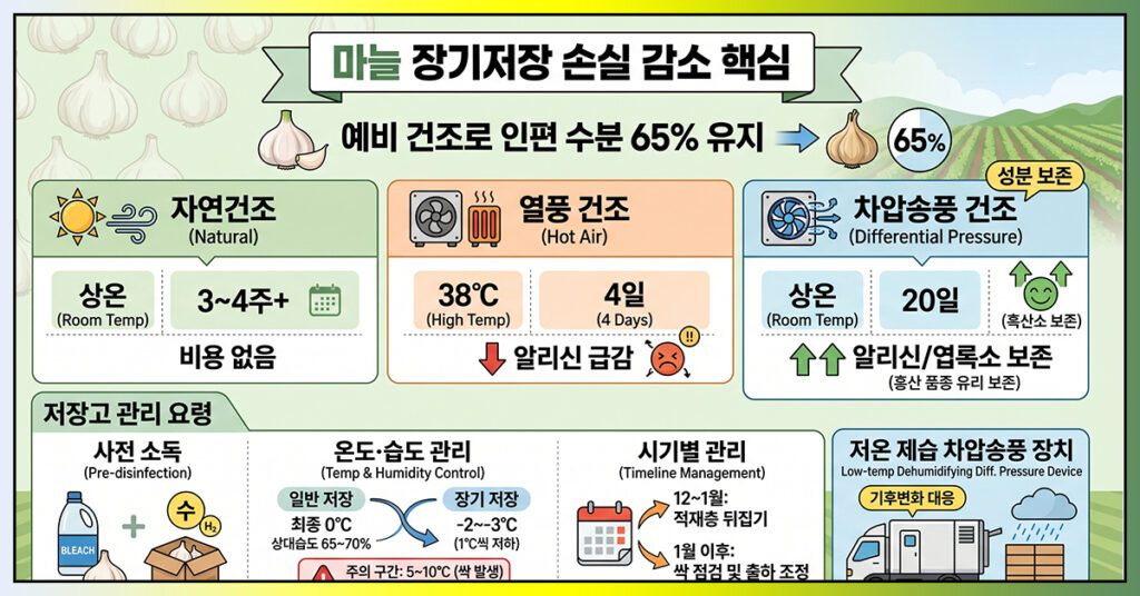 마늘 장기저장을 위한 차압송풍 예비 건조 과정
