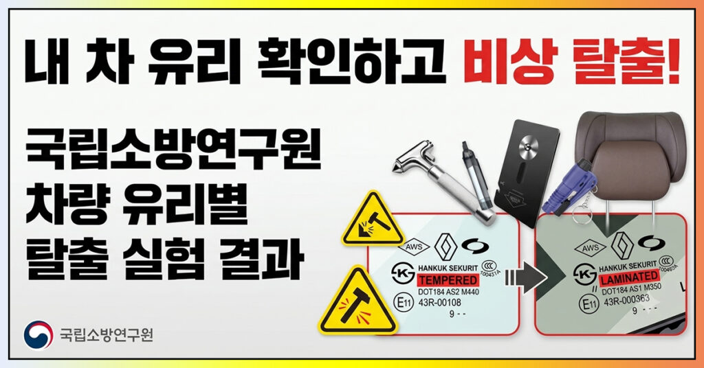 차량 침수 탈출 강화유리와 이중접합차음유리 비교 실험 결과